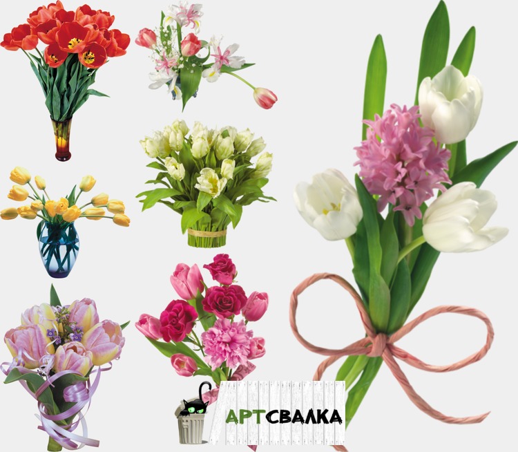 Букеты цветов, цветы в вазах - клипарт  | Flower bouquets, flowers in vases - clipart